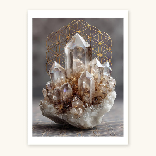 Clear Quartz art print on ivory
