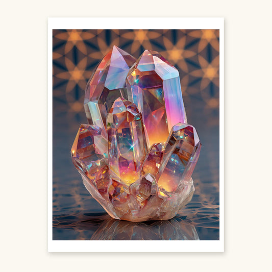 Rainbow Crystal art print on ivory