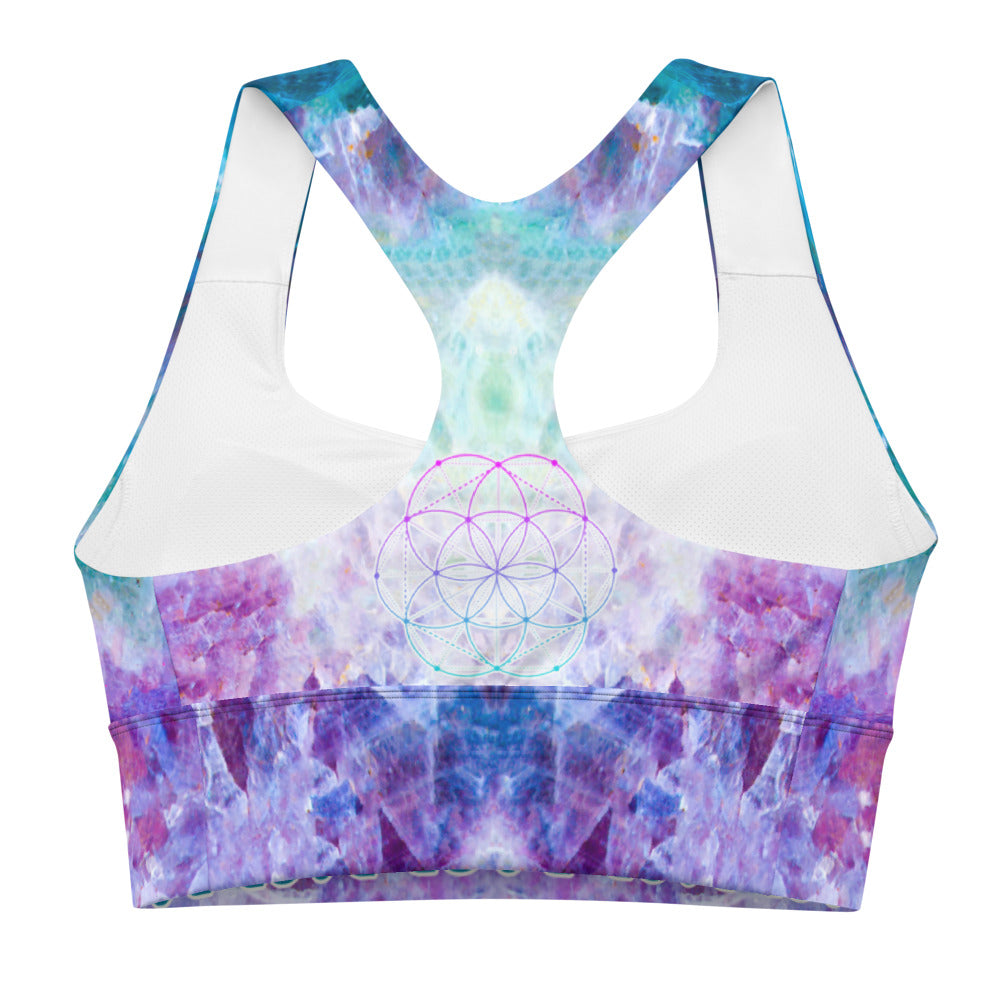 Fluorite seed of life - Longline sports bra- By Jester Featherman
