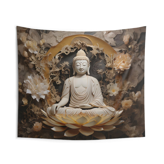 Peaceful Paper Buddha Blossoms Tapestry
