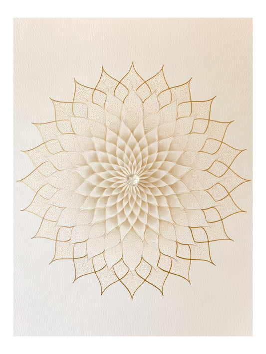 Ivory Mandala wall art print, full artwork