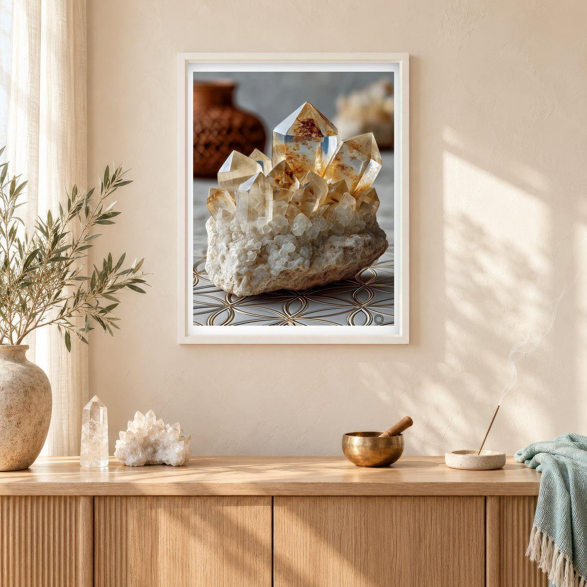 Natural Quartz print in a white frame