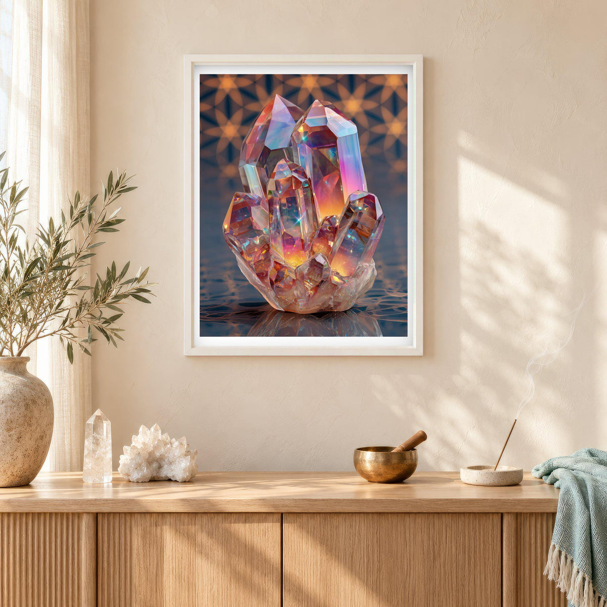 Rainbow Crystal print in a white frame