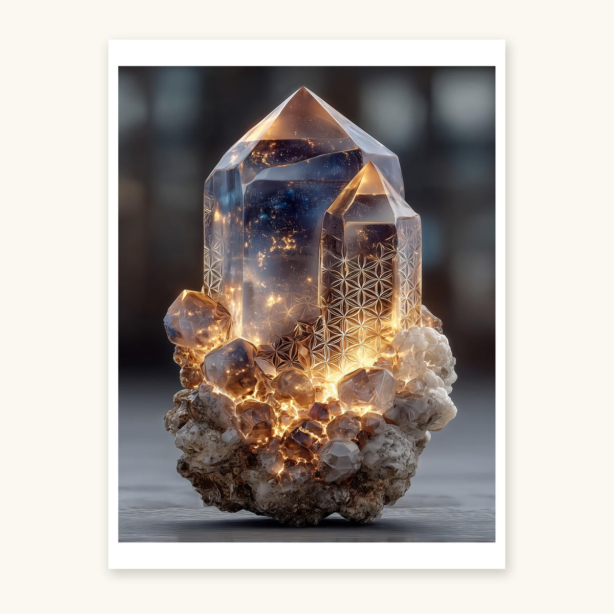 Glowing Quartz art print on ivory