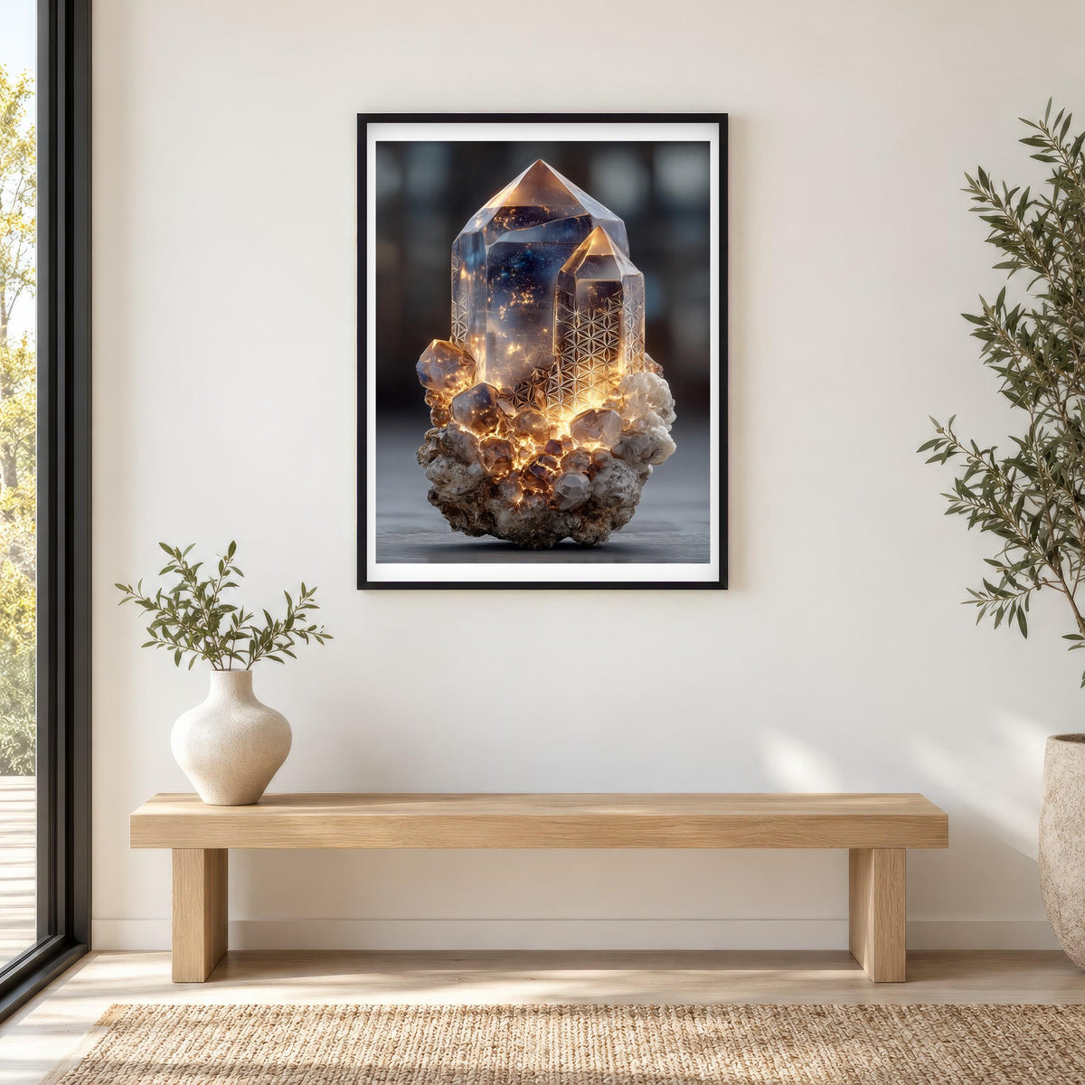 Glowing Quartz print in a black frame