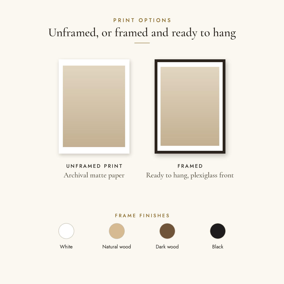 Print options: unframed or framed and ready to hang