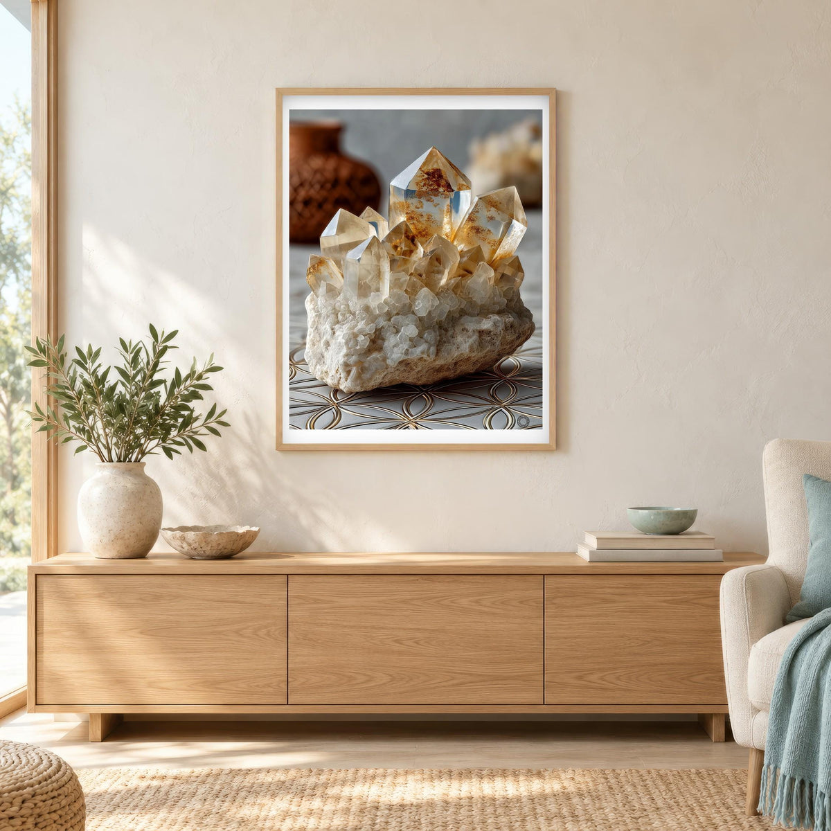 Natural Quartz print in a natural wood frame