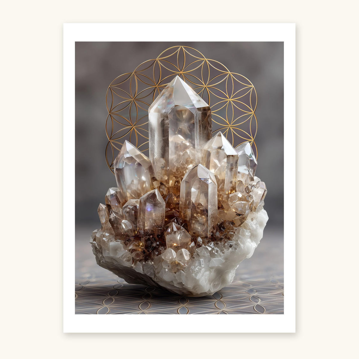 Clear Quartz art print on ivory