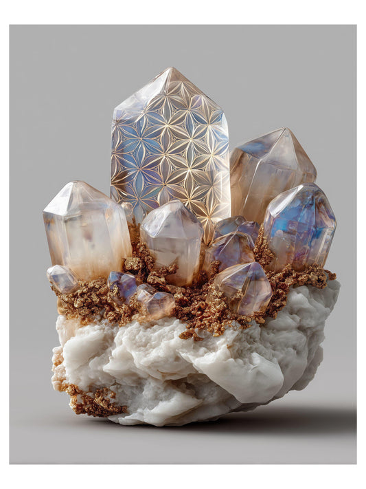 Quartz Crystal Cluster crystal wall art print