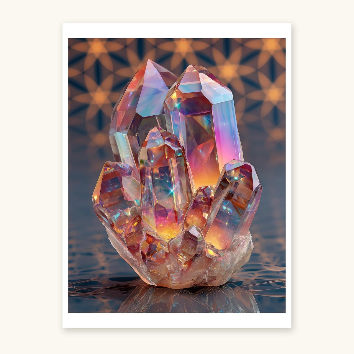 Rainbow Crystal art print on ivory