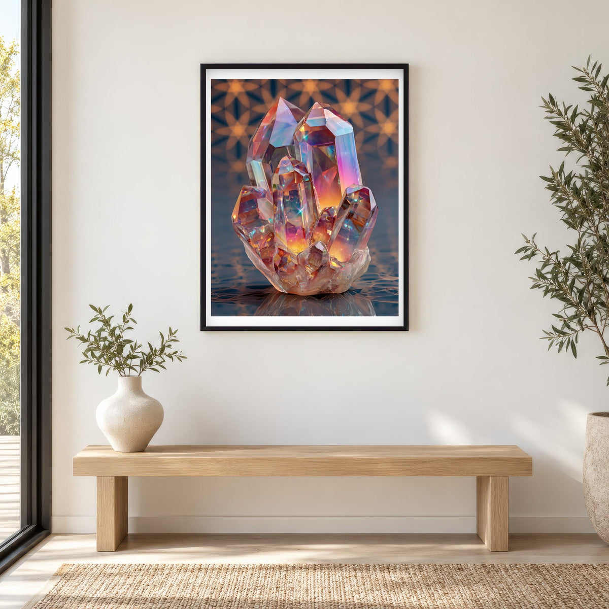 Rainbow Crystal print in a black frame