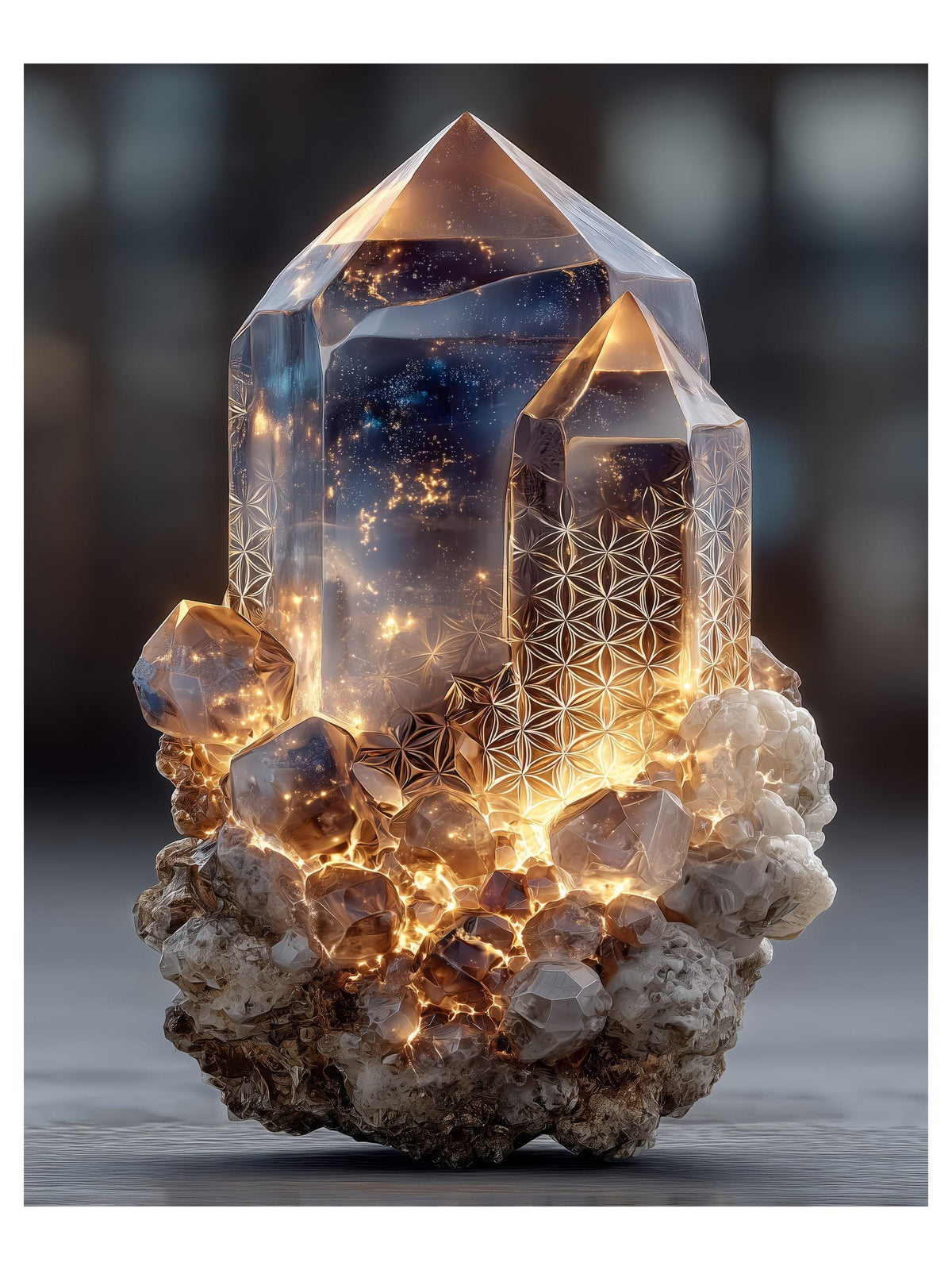 Glowing Quartz crystal wall art print