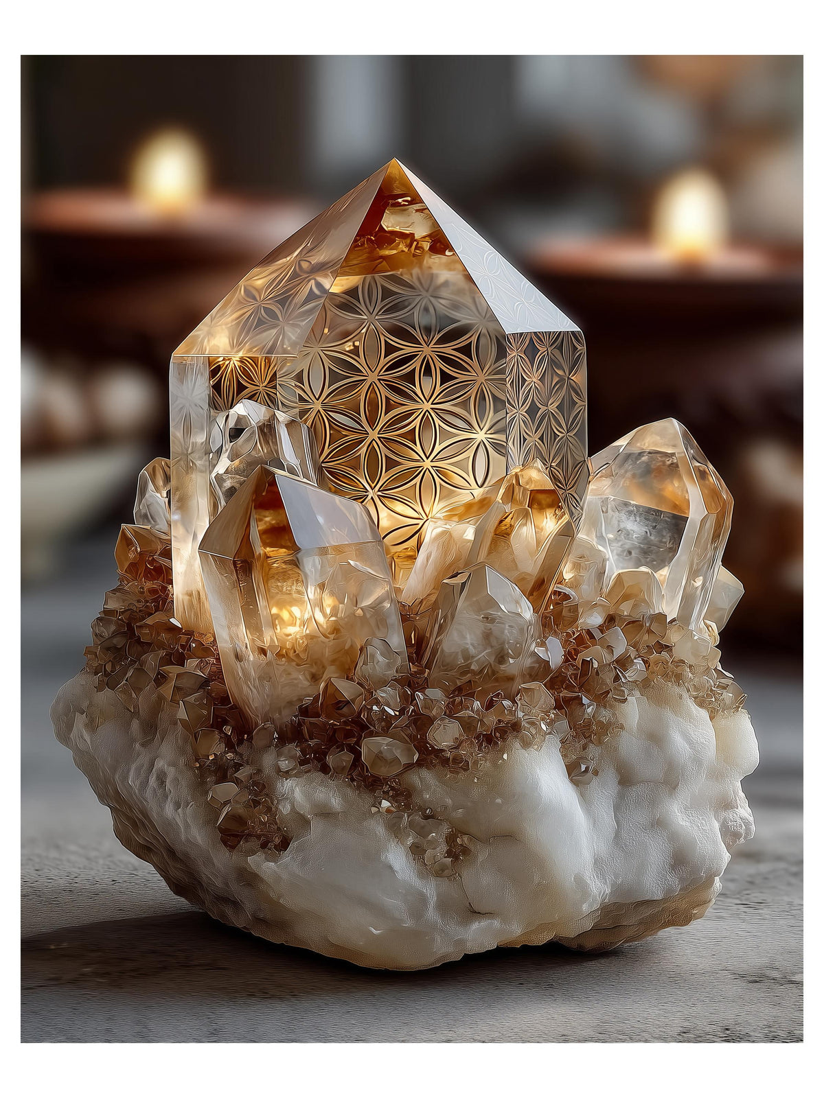 Candlelit Quartz crystal wall art print