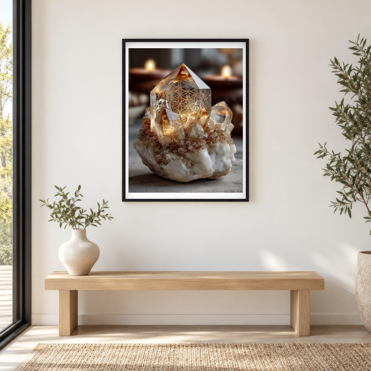 Candlelit Quartz print in a black frame