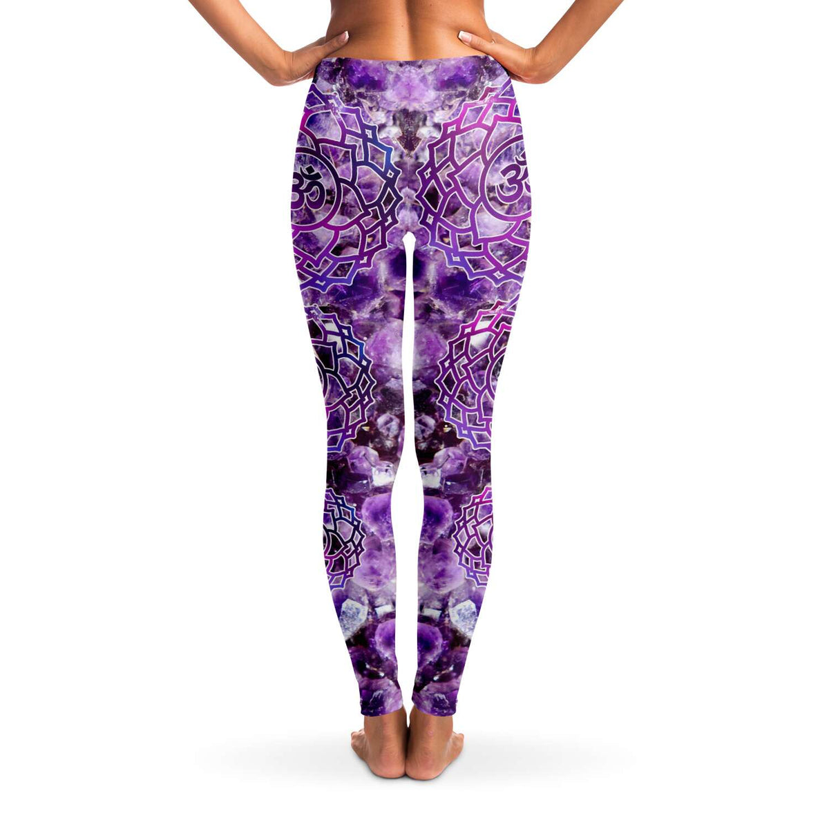 Amethyst crown chakra ohm leggings - By Jester Featherman