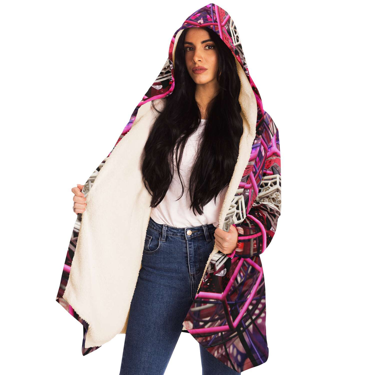 Pinktagon - Hooded fleece Cloak - By Light Wizard