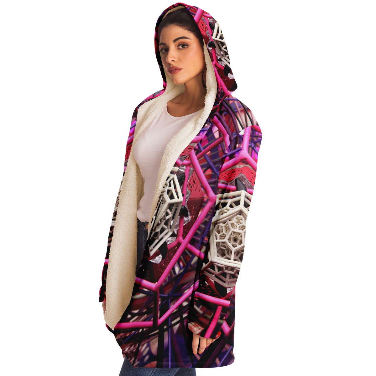 Pinktagon - Hooded fleece Cloak - By Light Wizard