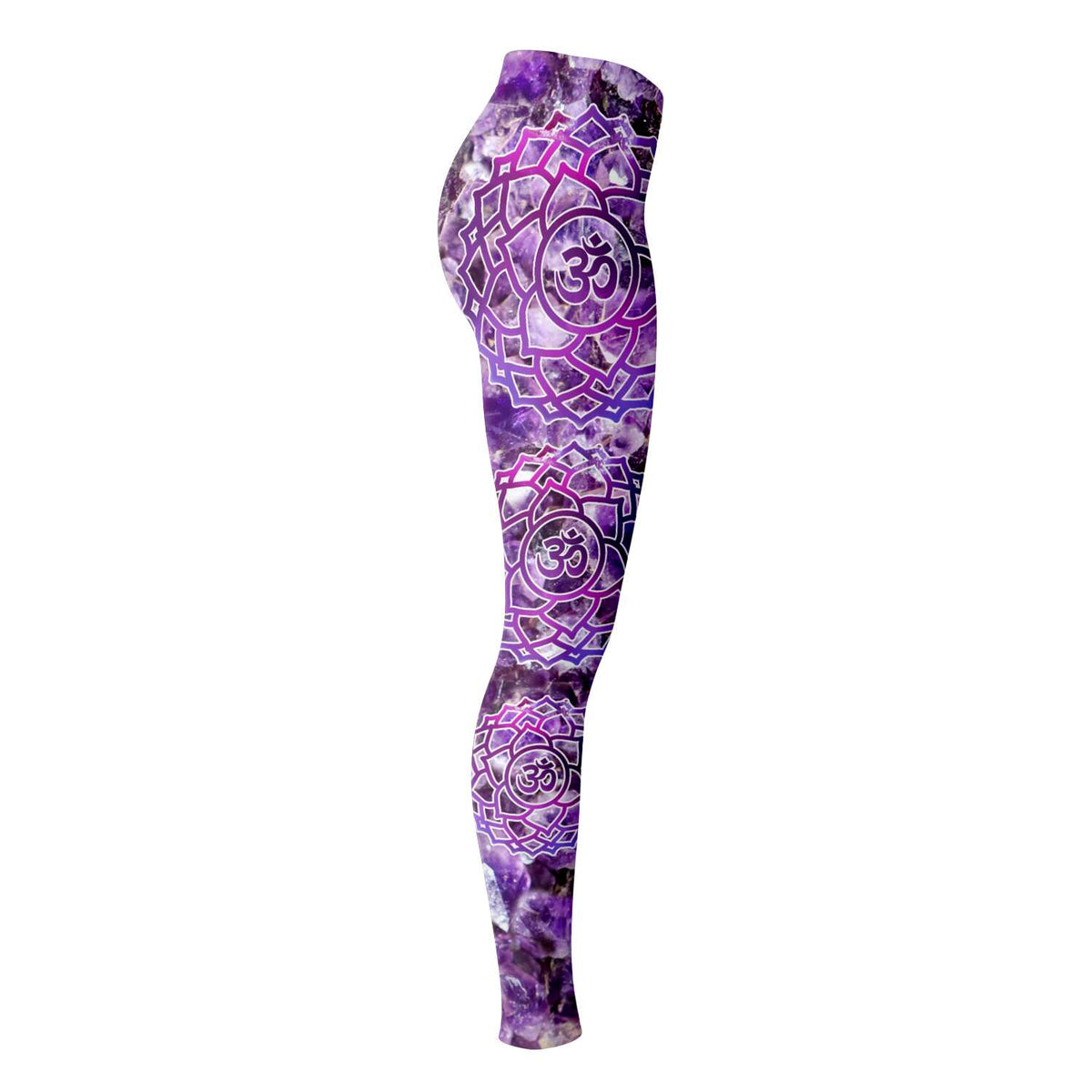 Amethyst crown chakra ohm leggings - By Jester Featherman