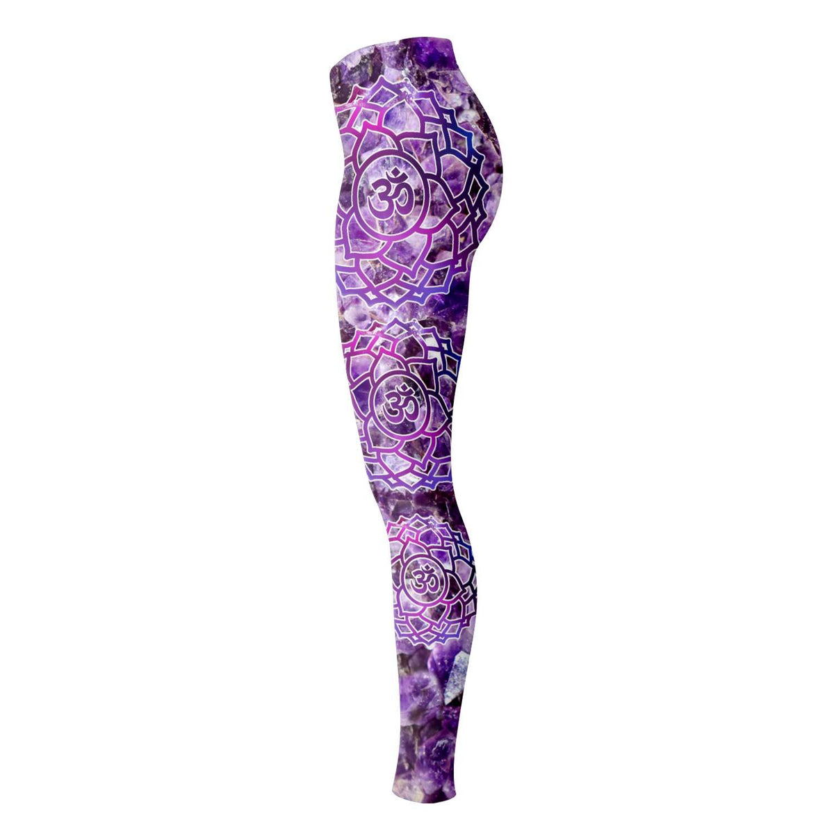 Amethyst crown chakra ohm leggings - By Jester Featherman