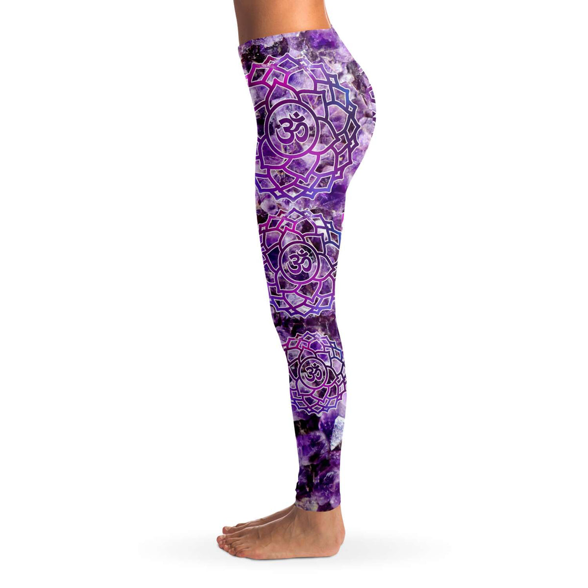 Amethyst crown chakra ohm leggings - By Jester Featherman