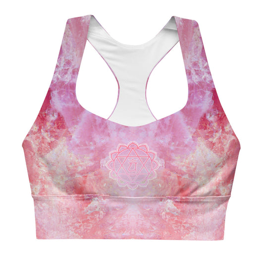 Rose Quartz heart chakra - Longline sports bra / Yoga top