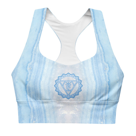Blue lace agate Vishuddha chakra - Longline sports bra - By Jester Featherman