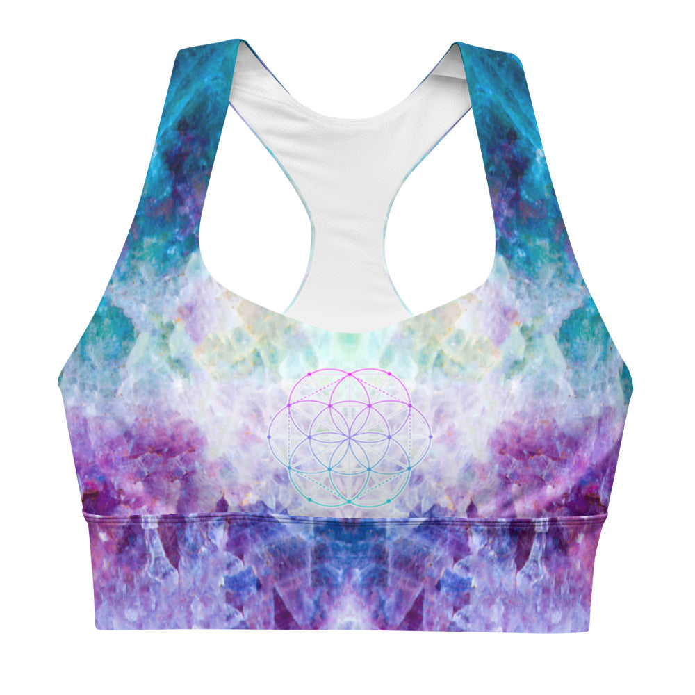Fluorite seed of life - Longline sports bra- By Jester Featherman