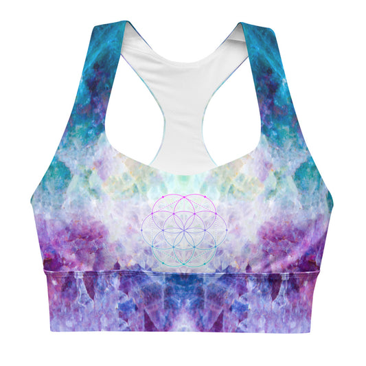 Fluorite seed of life - Longline sports bra- By Jester Featherman