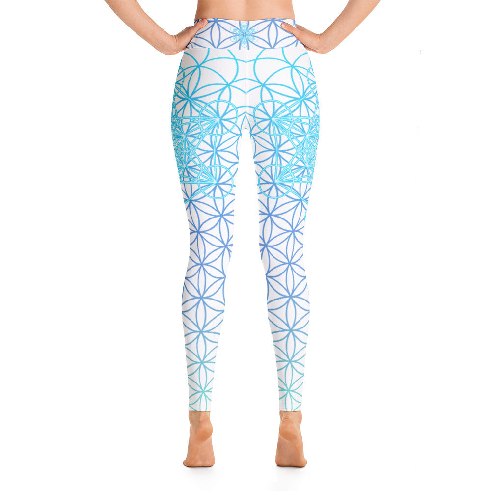 Metatrons Blue Flower - Yoga Leggings - By Jester Featherman