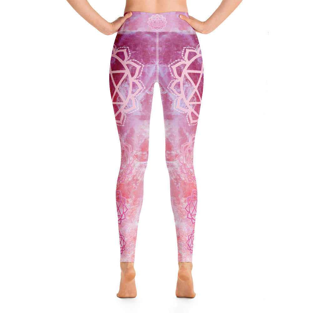Heart Chakra Rose Quartz  - Yoga Leggings - By Jester Featherman