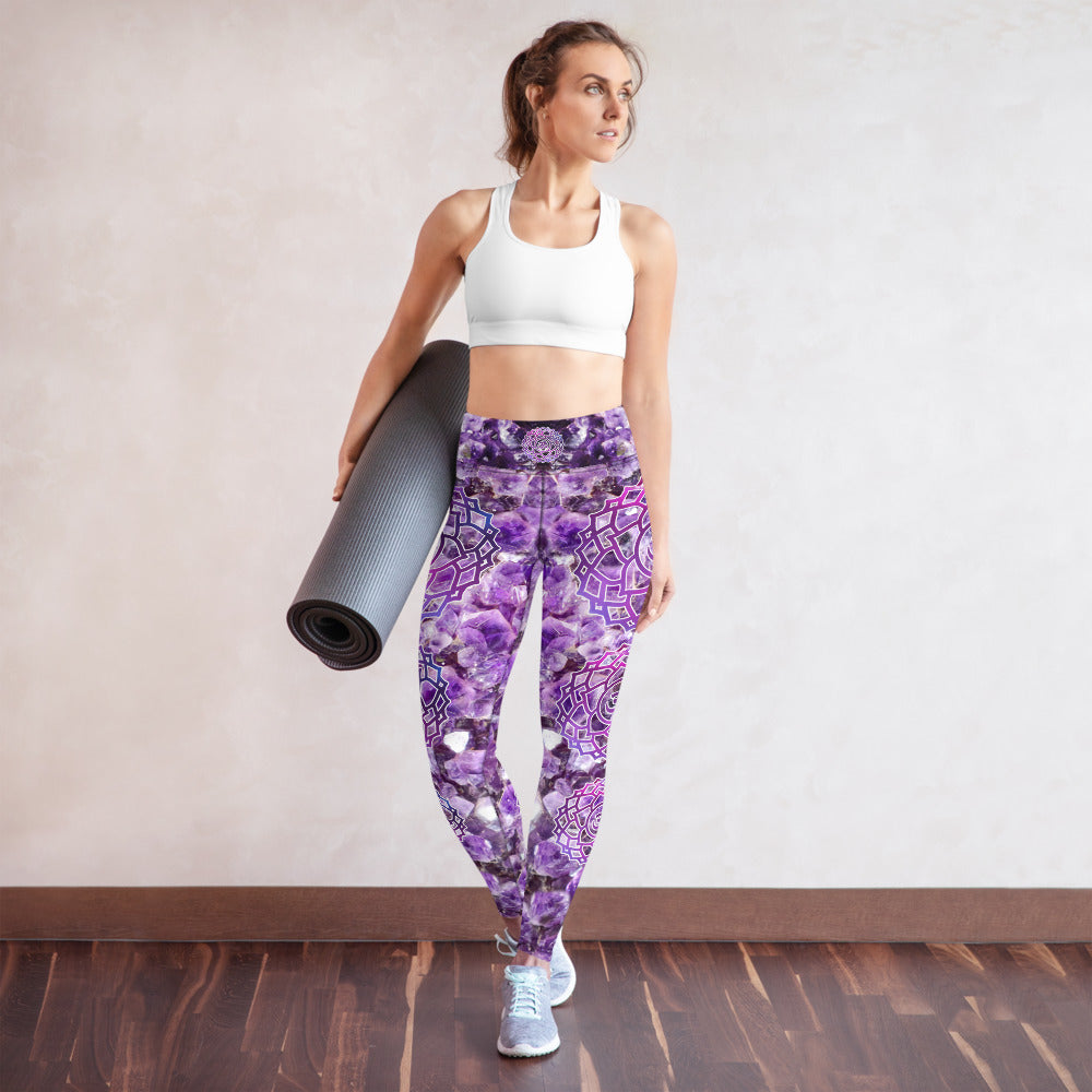 Amethyst Crown Chakra Yoga Leggings - By Jester Featherman