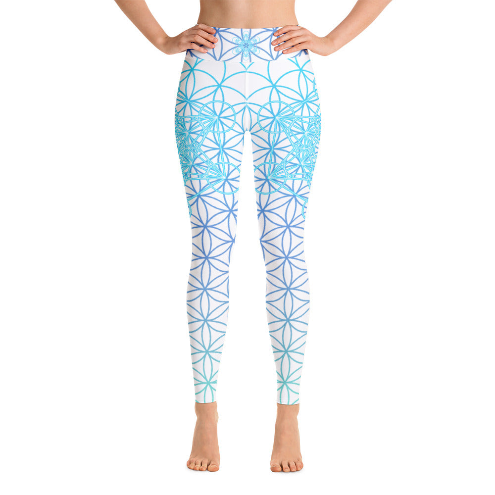 Metatrons Blue Flower - Yoga Leggings - By Jester Featherman