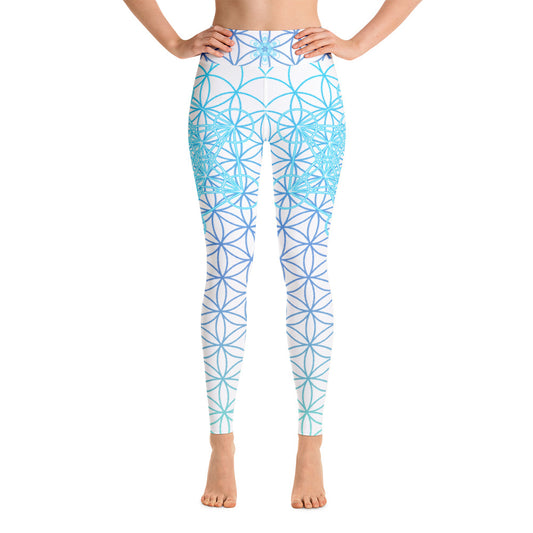 Metatrons Blue Flower - Yoga Leggings - By Jester Featherman