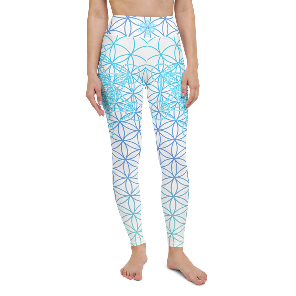 Metatrons Blue Flower - Yoga Leggings - By Jester Featherman