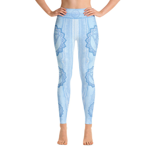Blue lace agate Vishuddha chakra -Yoga Leggings - By Jester Featherman