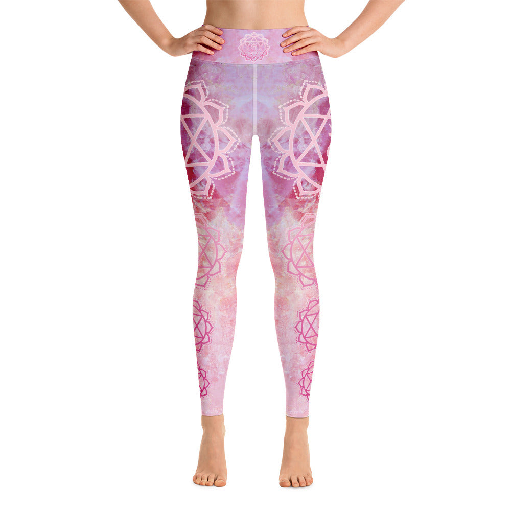 Heart Chakra Rose Quartz  - Yoga Leggings - By Jester Featherman