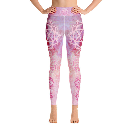 Heart Chakra Rose Quartz  - Yoga Leggings - By Jester Featherman