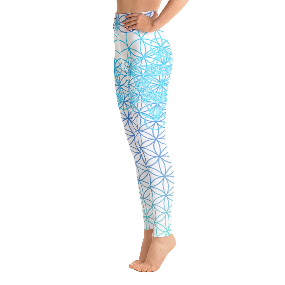 Metatrons Blue Flower - Yoga Leggings - By Jester Featherman