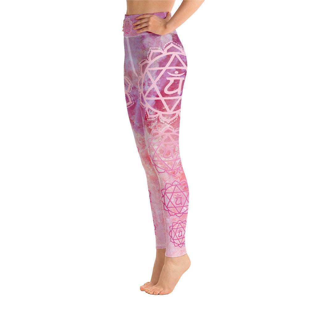 Heart Chakra Rose Quartz  - Yoga Leggings - By Jester Featherman