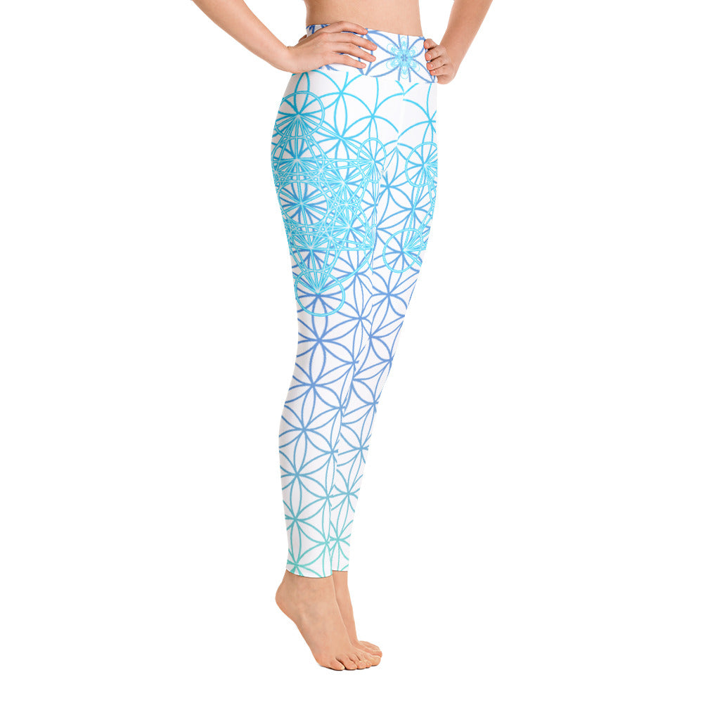 Metatrons Blue Flower - Yoga Leggings - By Jester Featherman