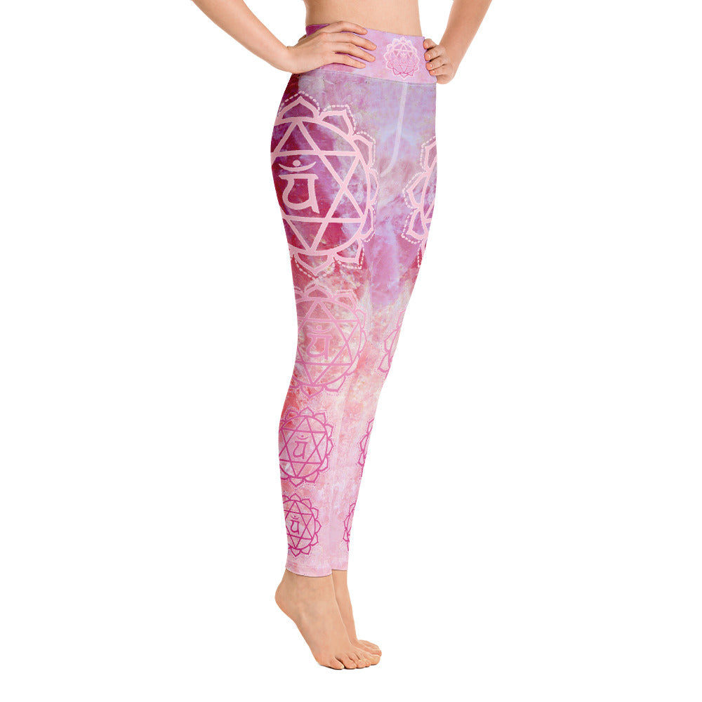 Heart Chakra Rose Quartz  - Yoga Leggings - By Jester Featherman