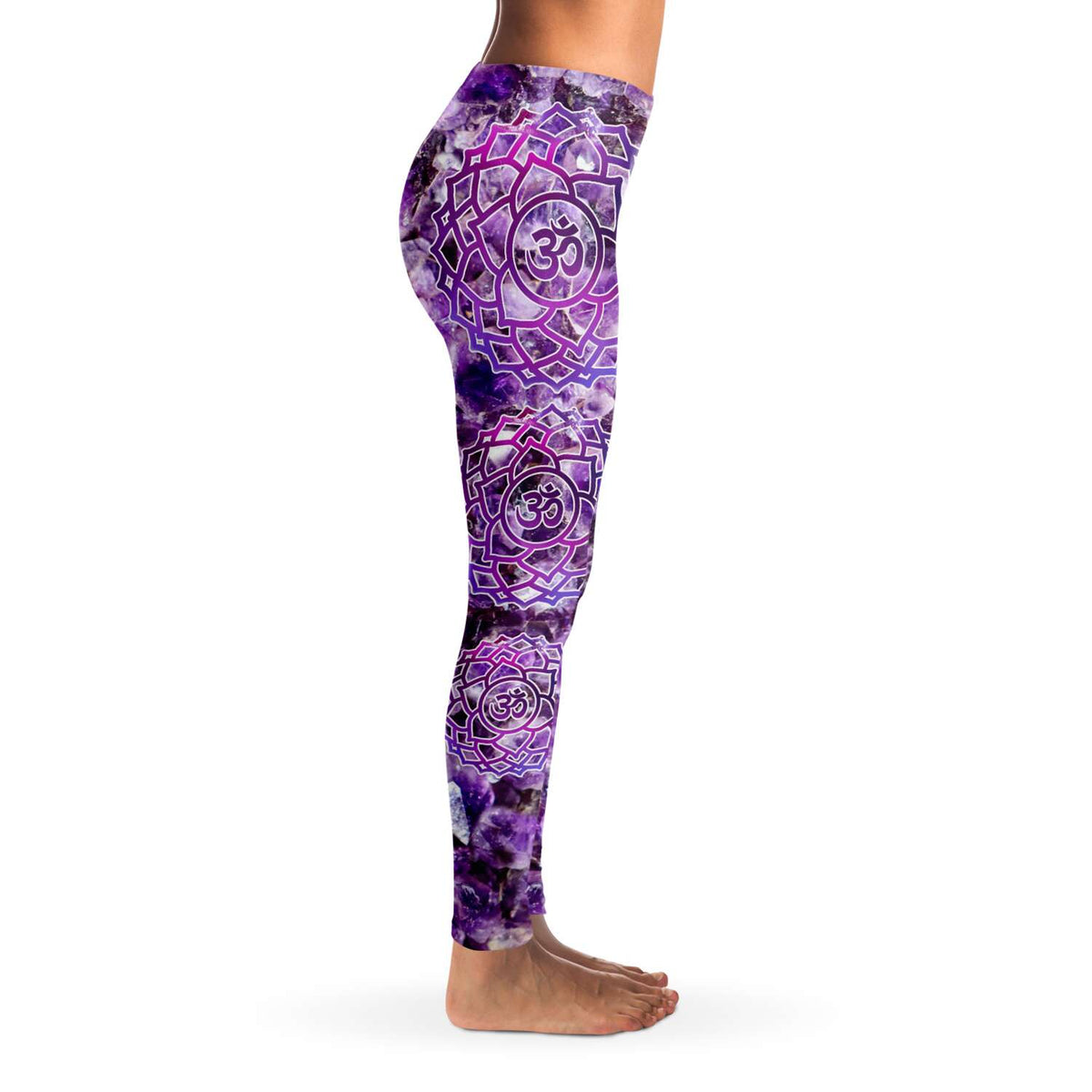 Amethyst crown chakra ohm leggings - By Jester Featherman