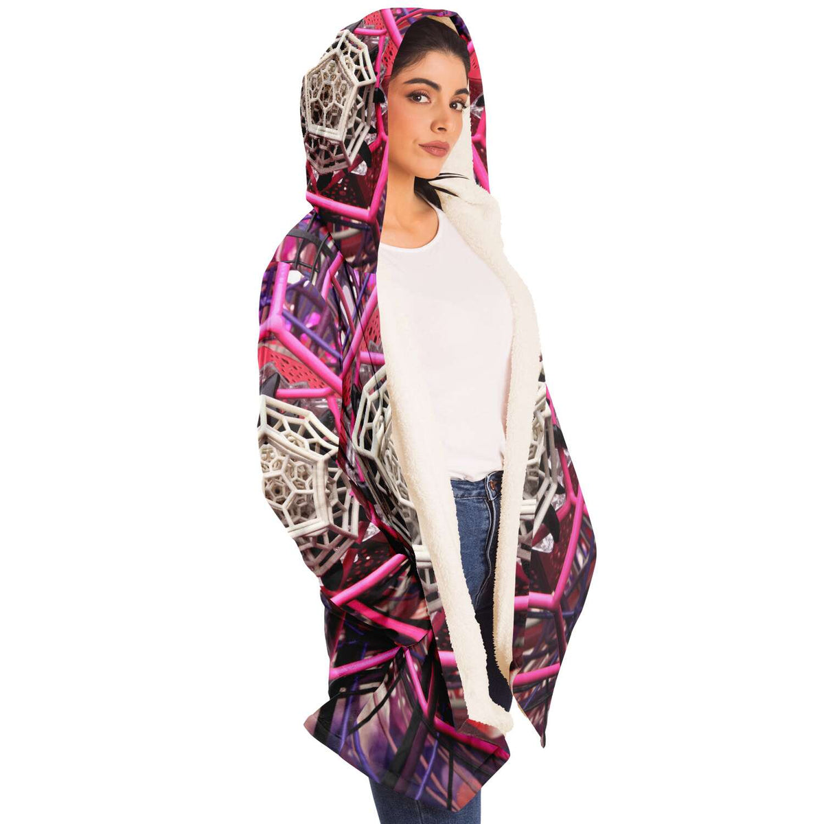 Pinktagon - Hooded fleece Cloak - By Light Wizard