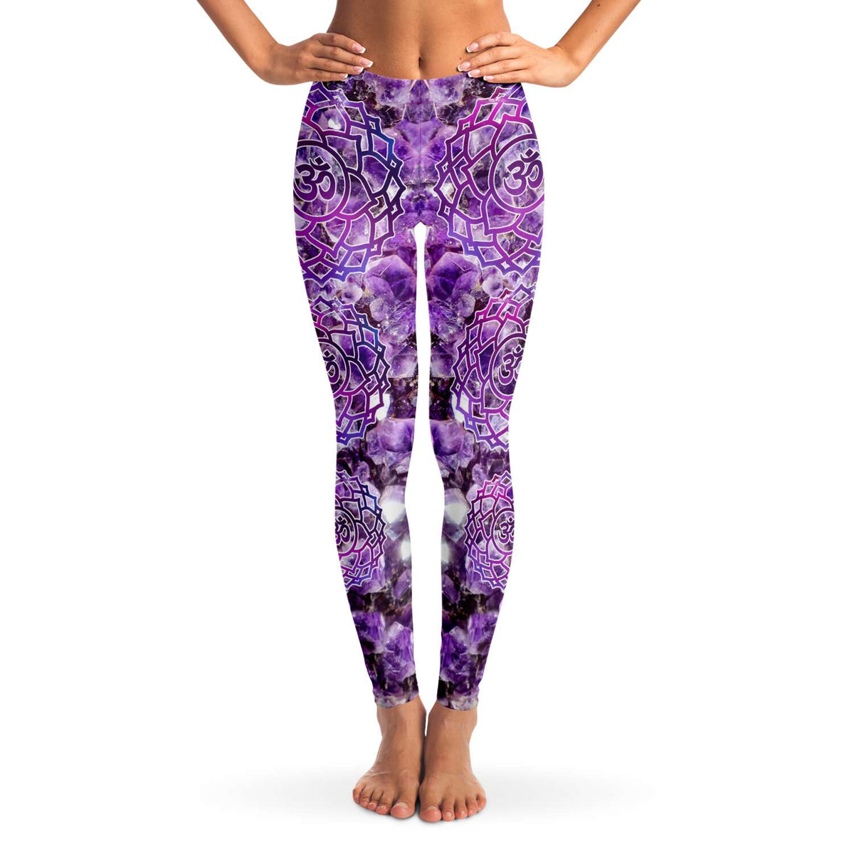 Amethyst crown chakra ohm leggings - By Jester Featherman