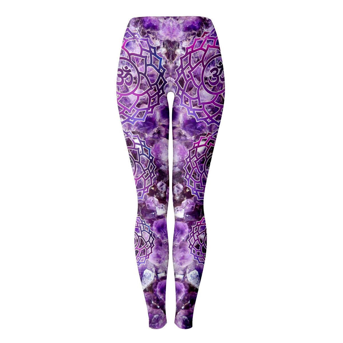 Amethyst crown chakra ohm leggings - By Jester Featherman